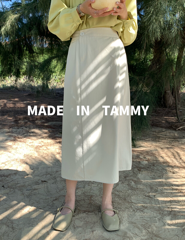 New year in early spring! [Tammy] single grain side button casual simple skirt 82376# L