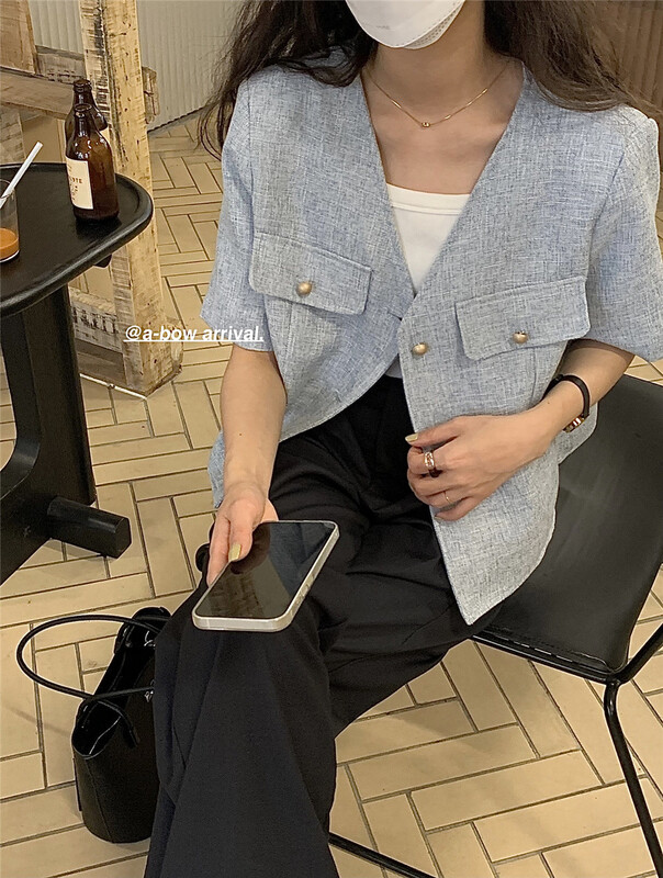 [a-bow studio] small fragrance temperament and texture short coat 15117# ZSY