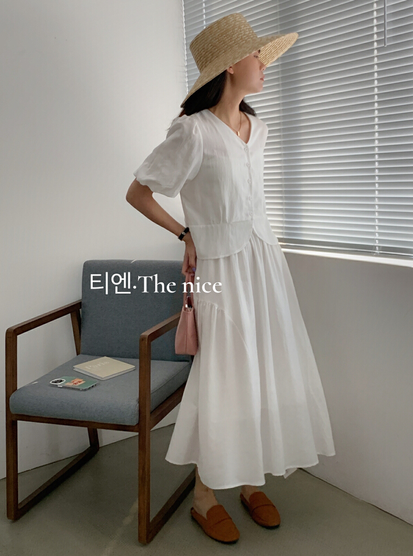 New in early summer! [the nice] Korean design simple shirt + loose skirt set a9168# hjy