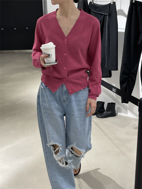 New year in early spring! [clean space] Harajuku style simple temperament long sleeve comfortable knitted cardigan 31129# CLS