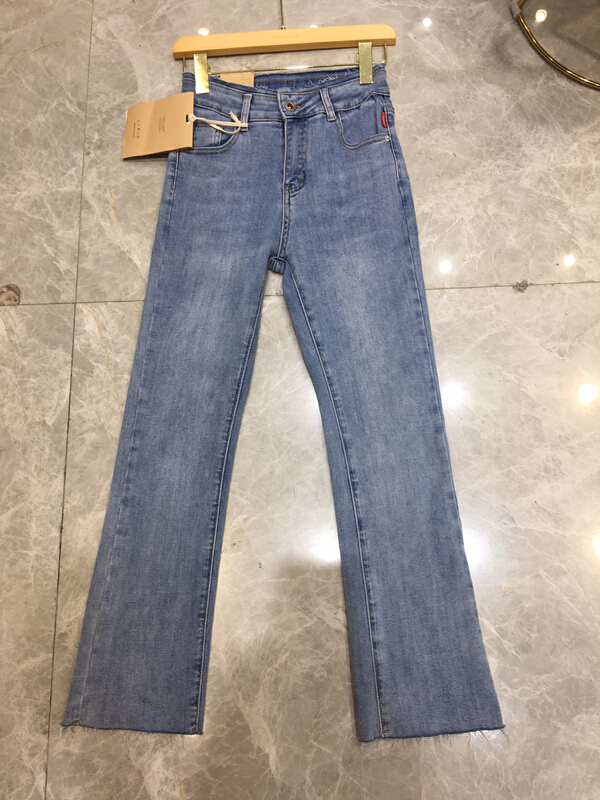 [thousand degrees] Korean version high waist versatile thin jeans 10152# LSW