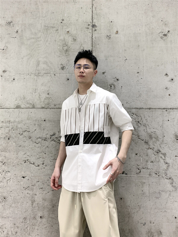[Binli] Korean stripe versatile shirt (excluding necklace) a108# ZZL