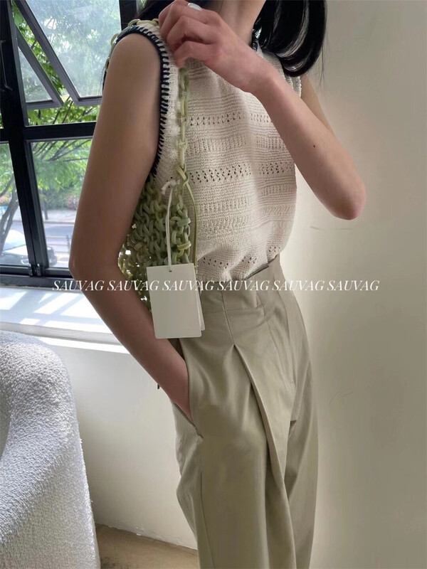goods in stock! New year in early spring! [sauvag] Korean round neck comfortable vest a579# L