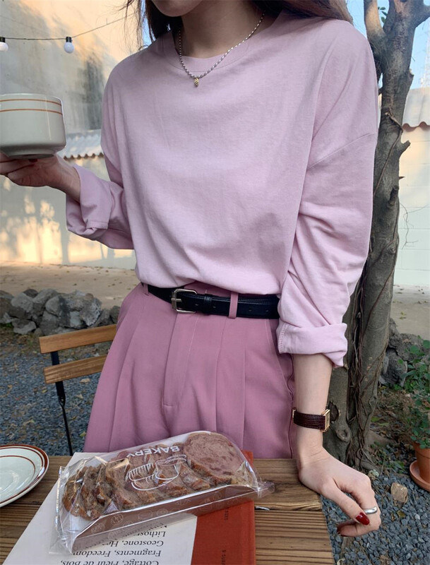 [new post] simple solid color versatile long sleeve T-shirt 3328# cqw