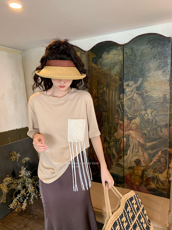 [neihe] Korean tassel design Short Sleeve T-shirt 11531# zxx