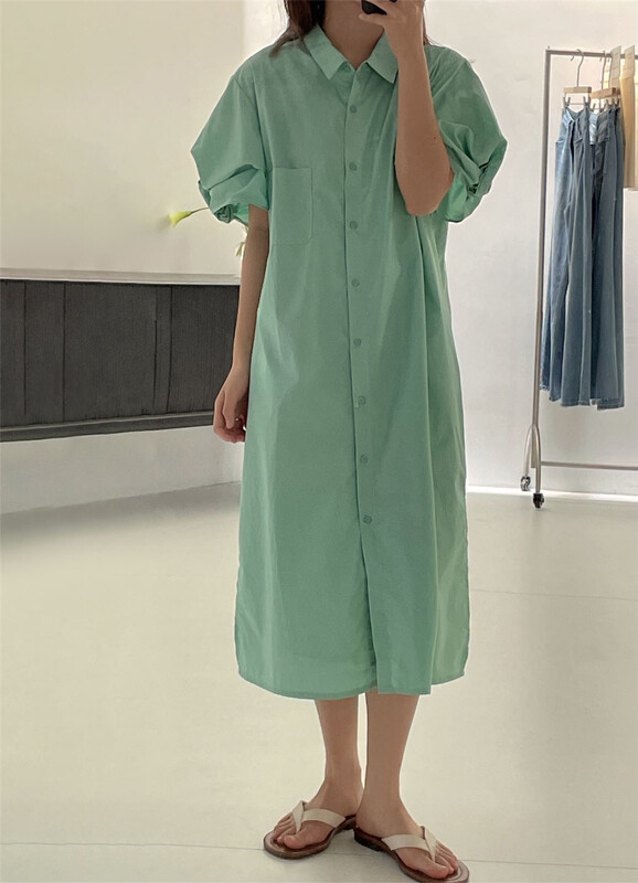 [clean space] Korean style texture design Pocket Shirt Dress 31300\cls