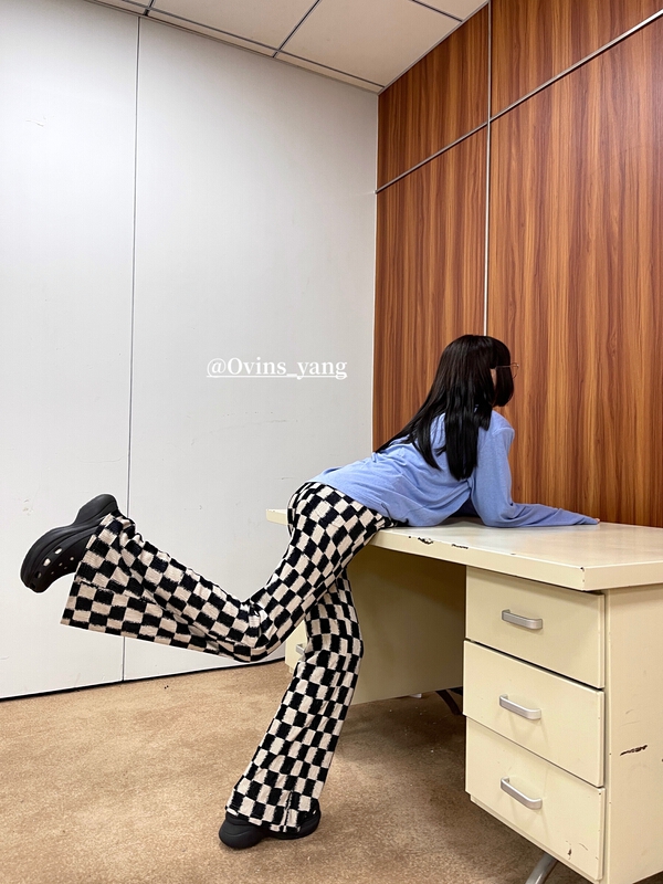 New year in early spring! [c.h.z] checkerboard popular elements, versatile ins style floor mopping casual pants b77855# WTT