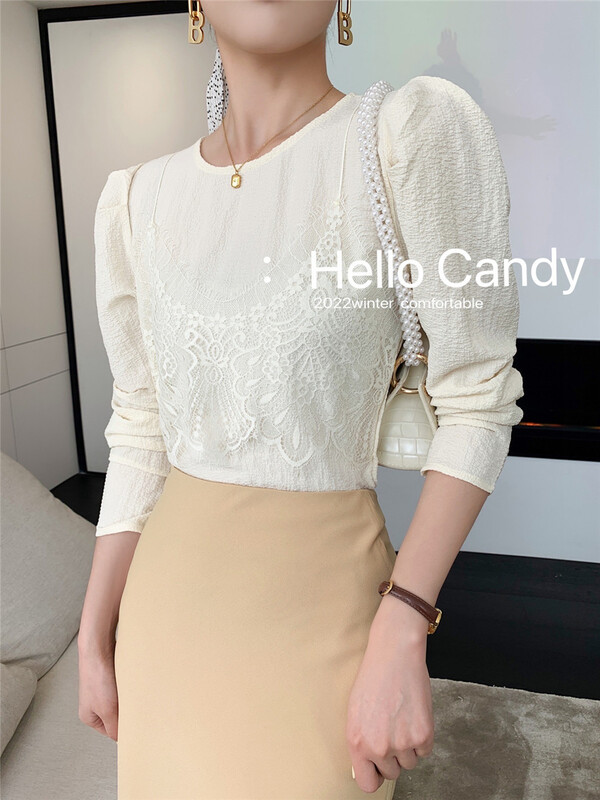 New year in early spring! [candy] temperament versatile fake two-piece blouse q2101065# ZSY