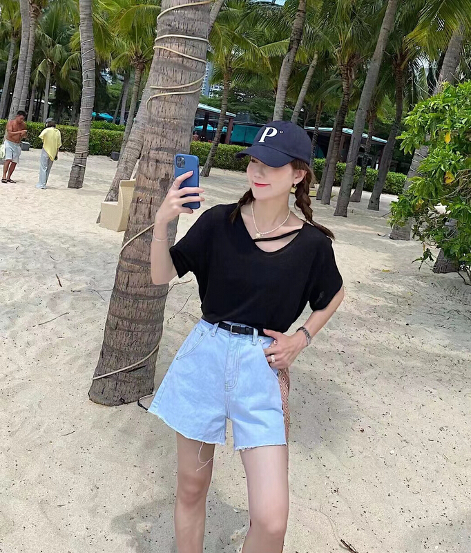 goods in stock! [Yuanxi] V-neck comfortable clean short sleeve T-shirt 639# LSL