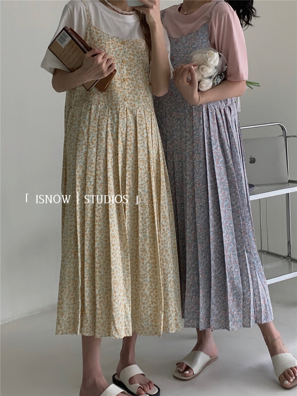 New in early summer! [I snow] Vintage elegant floral suspender loose dress 212329# WPL