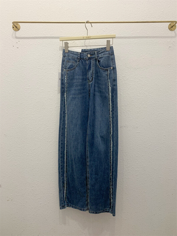[u.she] high waist loose Korean jeans 19821# cqw