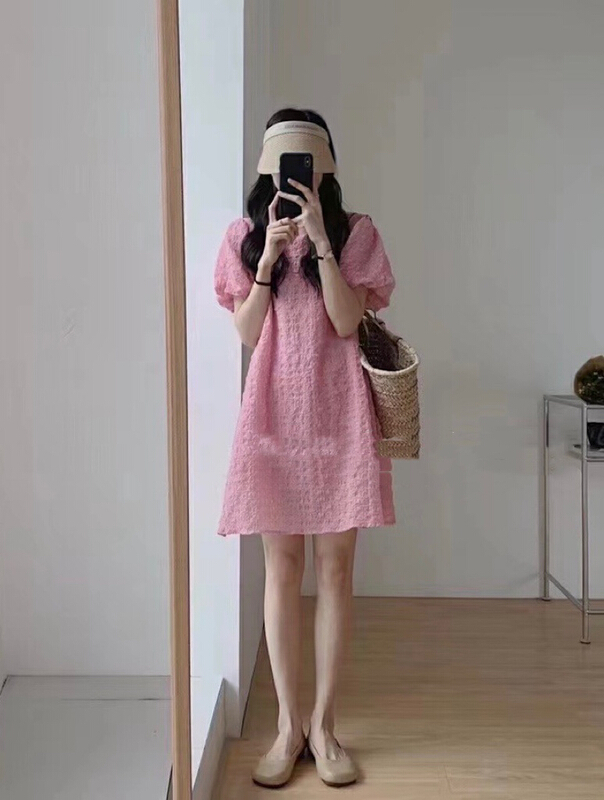 [JH] bubble sleeve zipper fashion dress (without matching) 41712# PCZ