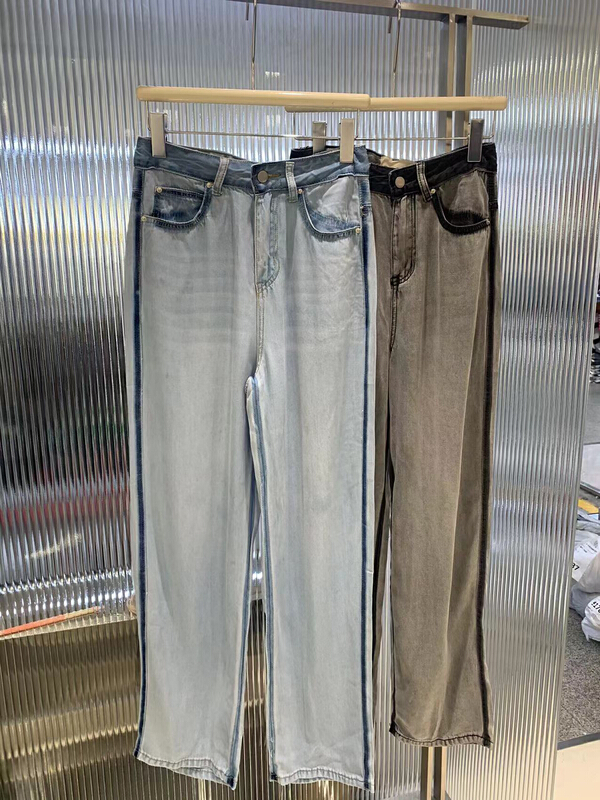 [by flow] Korean casual loose color matching jeans w461# XYY