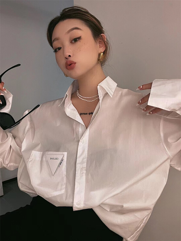 New year in early spring! [open] Korean version pasted versatile silhouette shirt 3290# XYJ