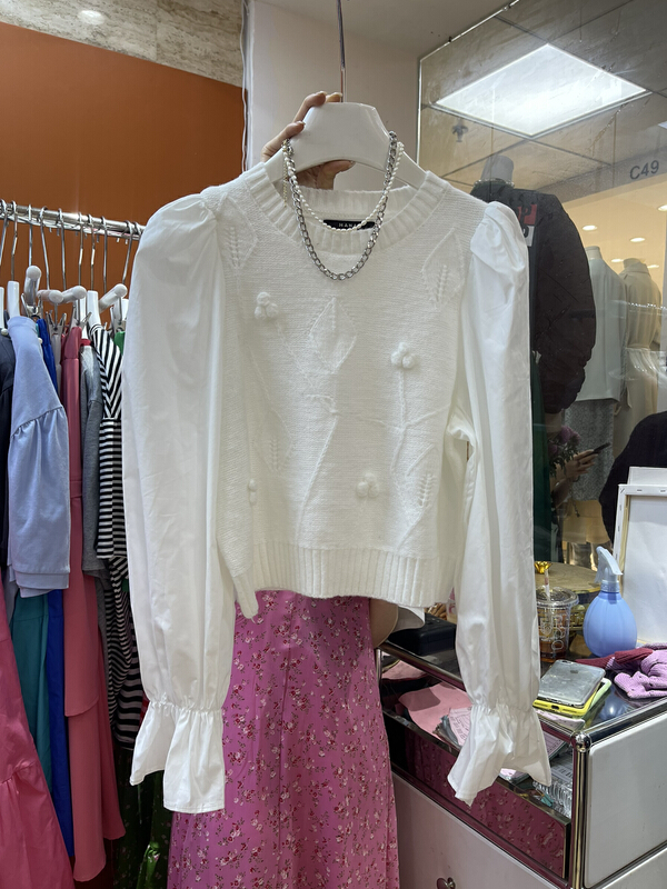 goods in stock! New year in early spring! [Hanan] Korean version versatile slim fit stitched shirt 6909# LSL