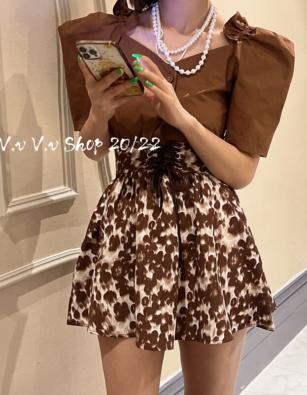 [v.v] temperament printed high waist bandage skirt 7150# cqw