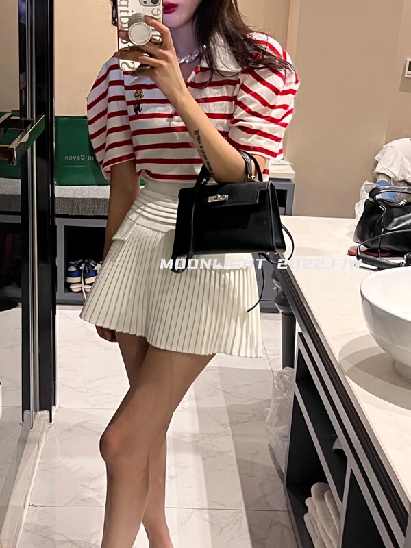 [moonlight] Korean solid color pleated skirt ys1-080605# cqw