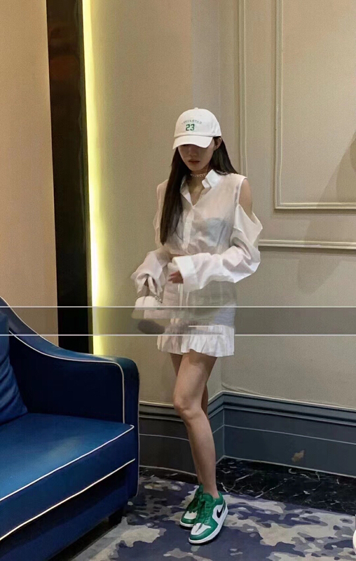 [lidada] simple shirt + comfortable skirt two piece suit 2973# HBx
