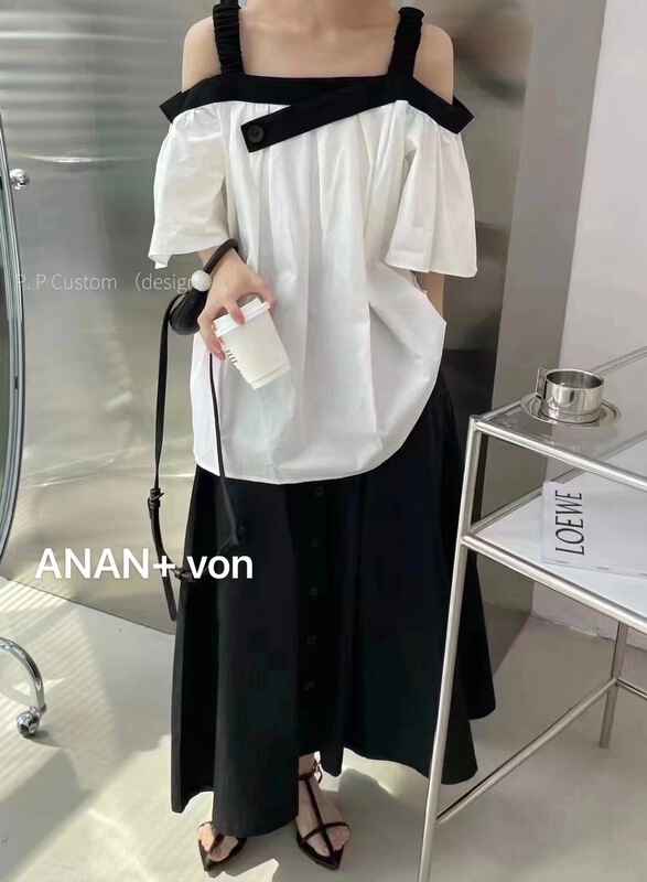 [Anan +] color blocking Korean crimping shirt 319# WTT