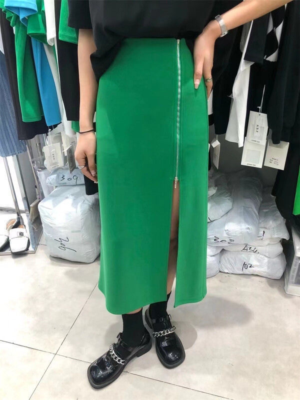 goods in stock! [aenna] temperament solid color zipper slit skirt 5205# cqw