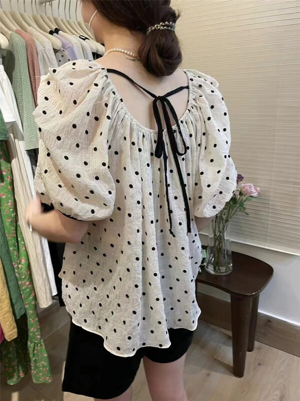 [hi] Korean lady wave dot blouse 5212# hjy