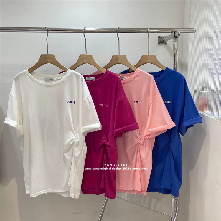 [Yang-Yang] Korean loose letter Harajuku style short sleeve T-shirt c6212# CLS