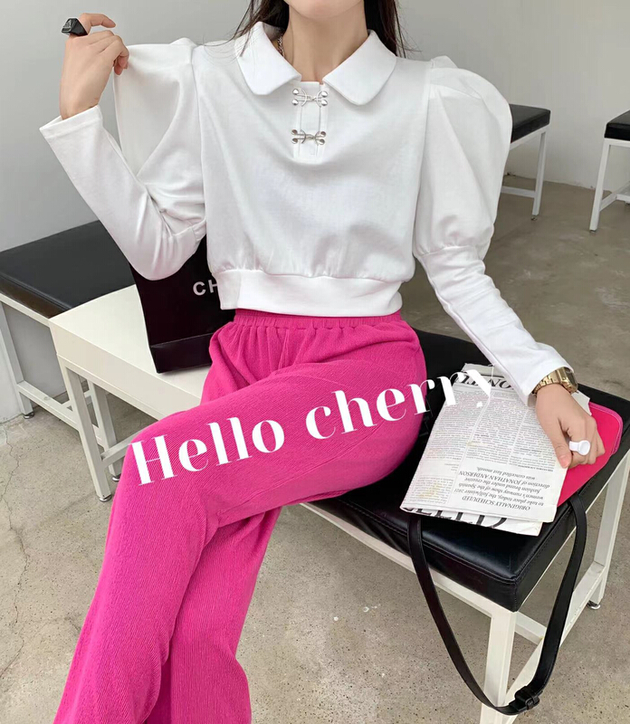 goods in stock! Original price 66.55! [Hello cherry] bubble sleeve short net color blouse ff082# WTT