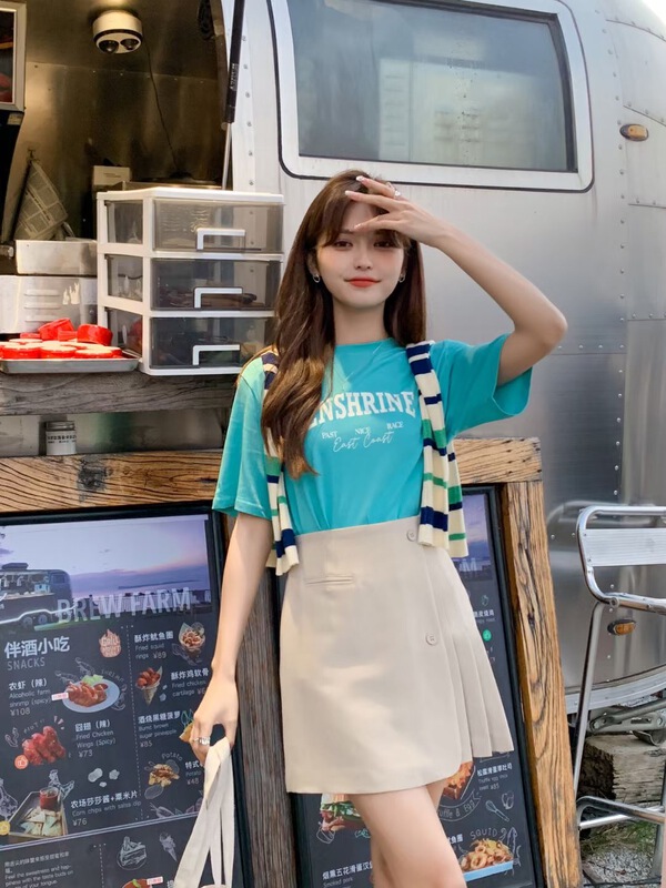 New year in early spring! [mm. C] Korean pleated stitched slim skirt 82225# lwy