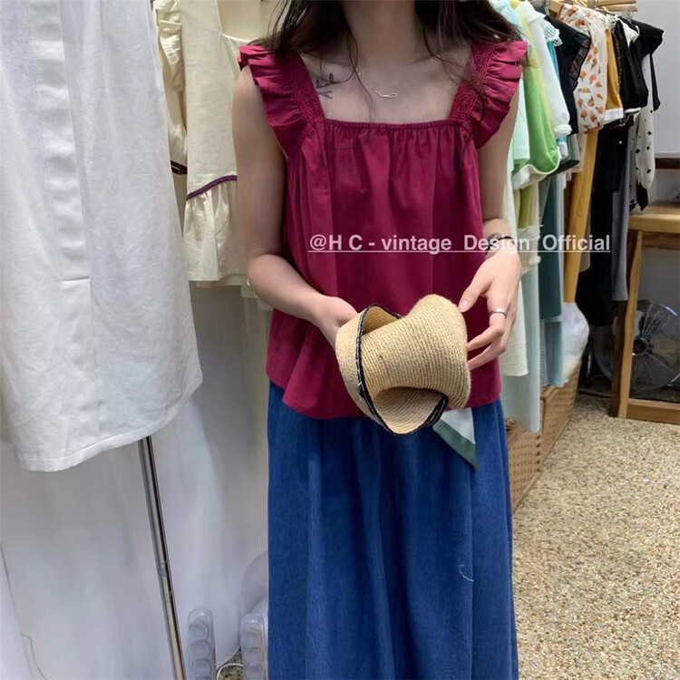 [hc-vintage] net comfortable Korean vest / sling s8807# L