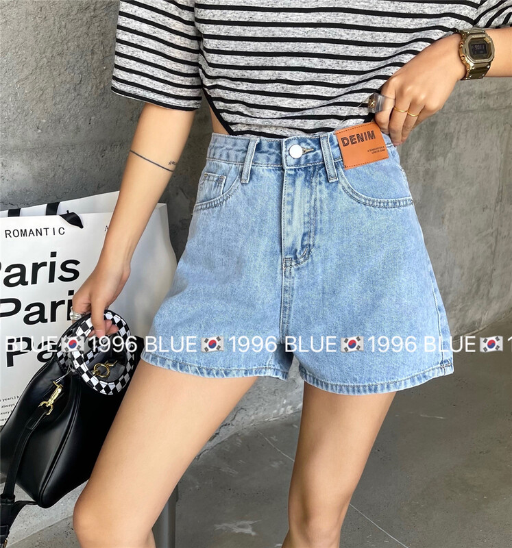 New in early summer! [blue] branded loose and versatile denim shorts 1996# hjy