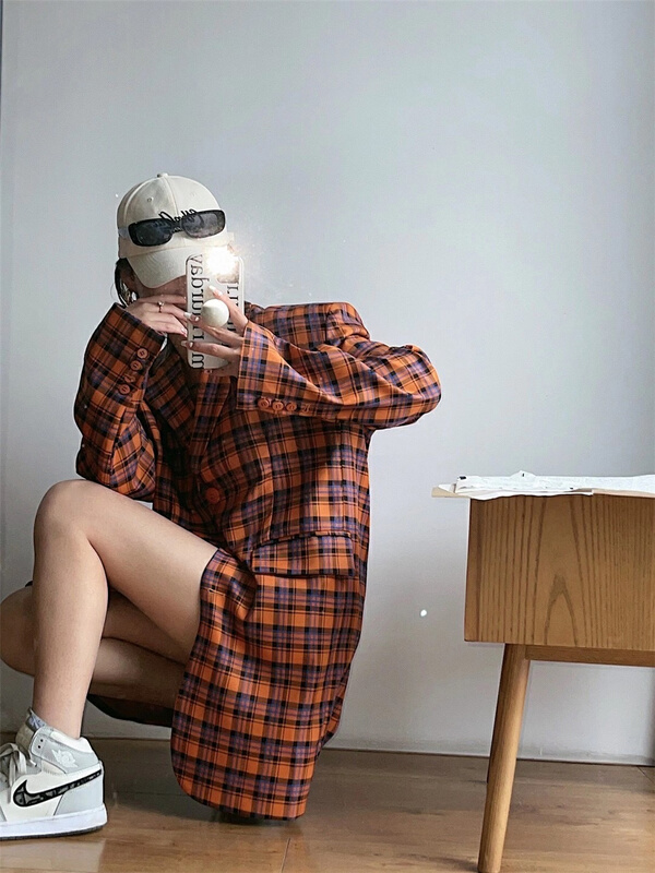 New year in early spring! [open] checked temperament single breasted suit 8725# XYJ
