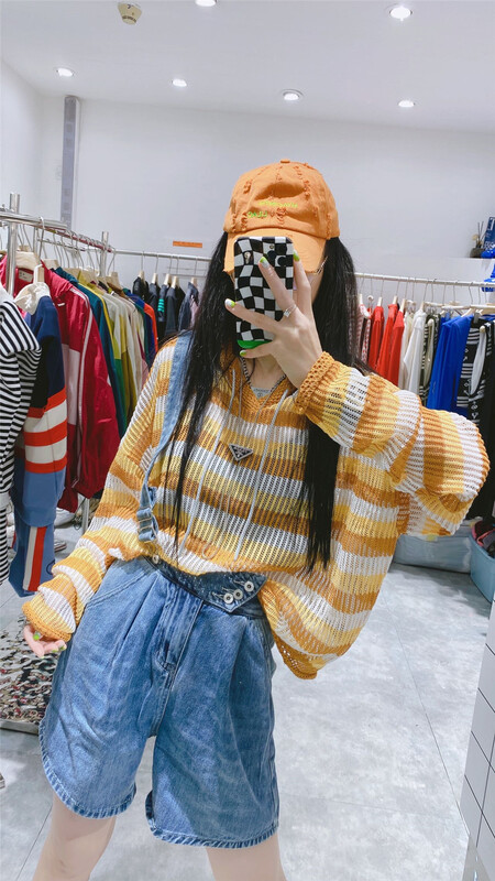 [Dani] Korean hooded striped blouse 3236# zyh