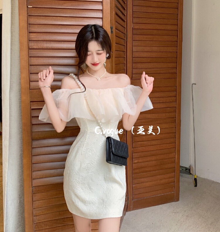 In early summer! [c.vogue] advanced French style one shoulder dress 2358\pcz