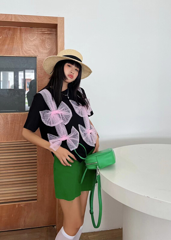 [Dore Dore] bow design fashion short sleeve T-shirt 1257# ozq