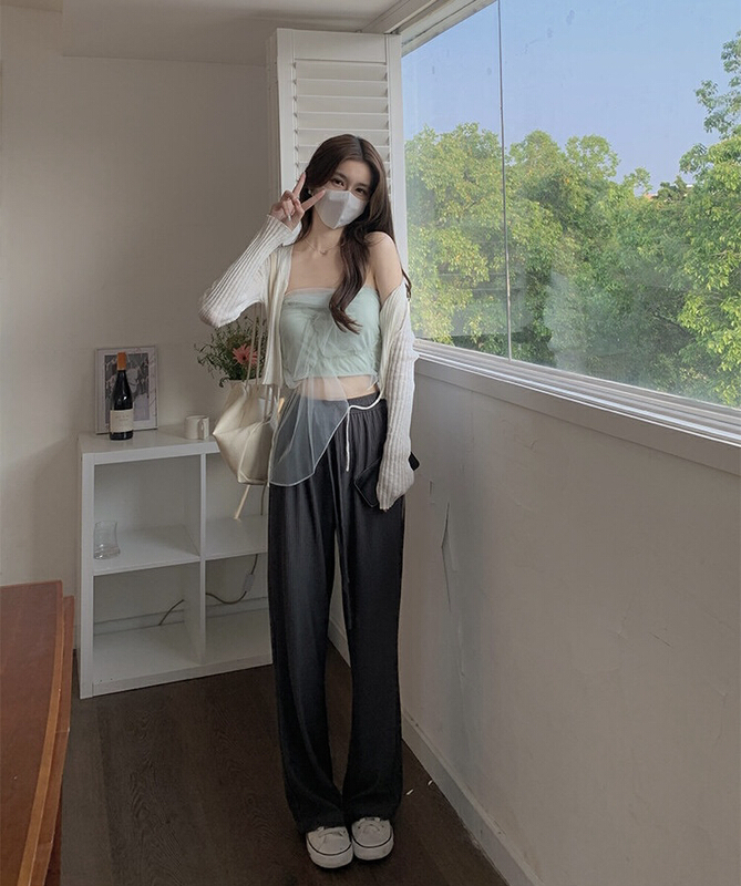 [Amanda] elastic waist loose wide leg casual pants 9295# PCZ