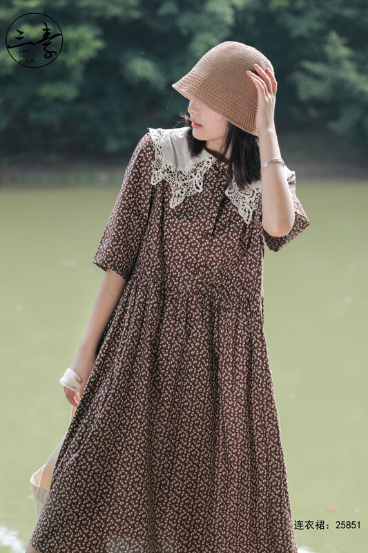 [original three plain clothes] cotton polka dot dress 25851