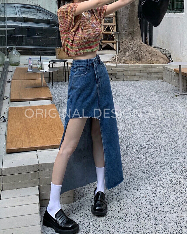 New in early summer! [a +] Korean irregular hem denim skirt 60139# WPL