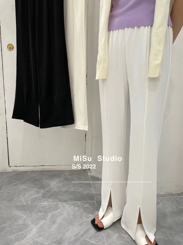 New in early summer! [misu +] solid color simple slit casual pants 2000# ZZL