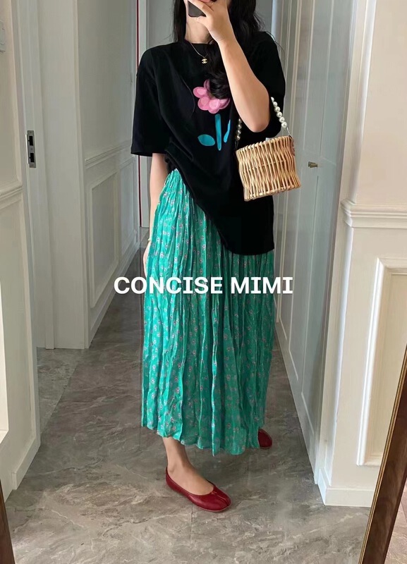 goods in stock! New in early summer! [East room] high waist floral pleated skirt 9161# WTT