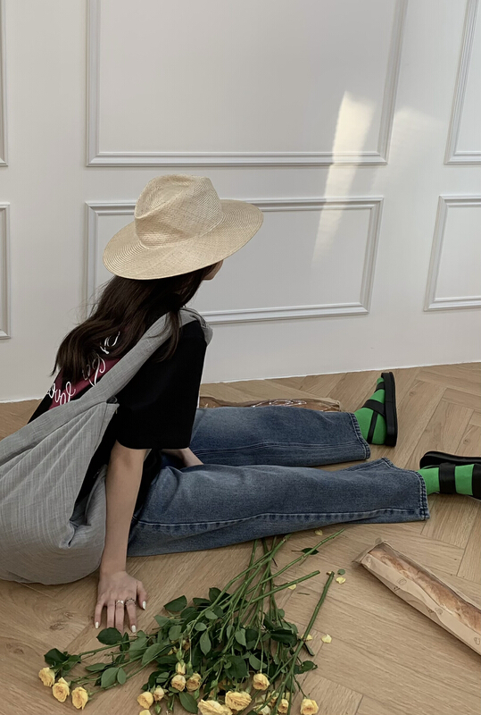 New year in early spring! [onivinage oni] Korean version slim high waist strap straight wide leg jeans (with waist rope) ys1-ol222j4792# zxl