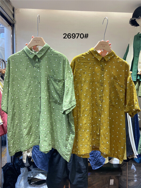 [ninestone nine stones] single breasted fashion loose shirt 26970# L