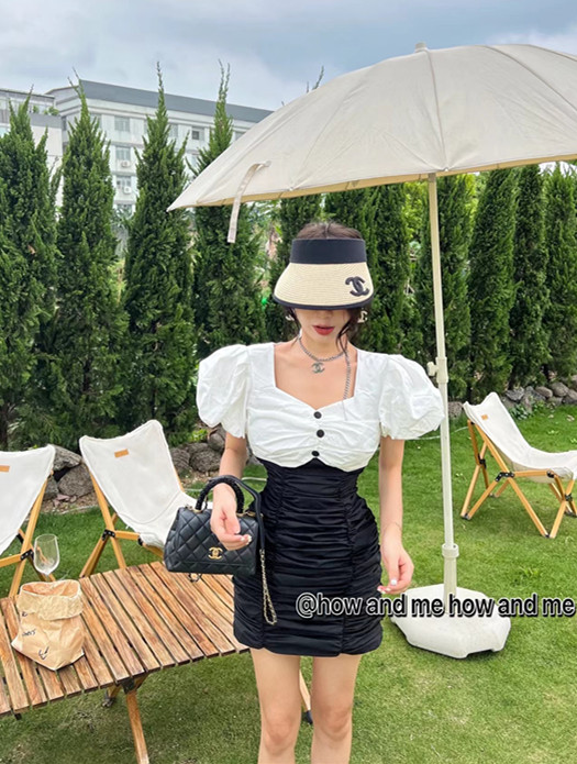 [how and me Cheng Xi] fashion thin color matching dress 7103# LSL
