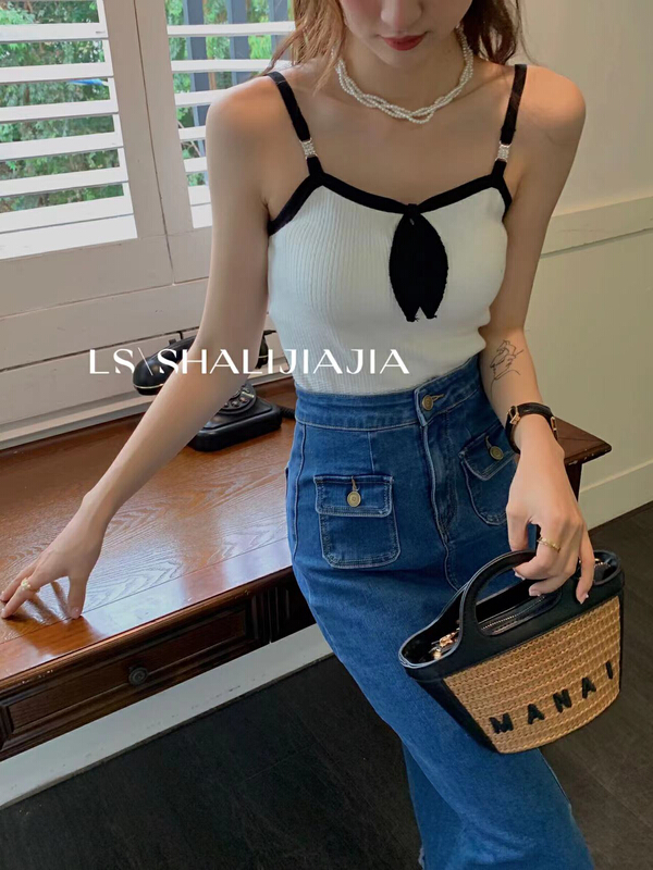 [LS] simple and versatile color blocking short vest / sling 6252# WPL