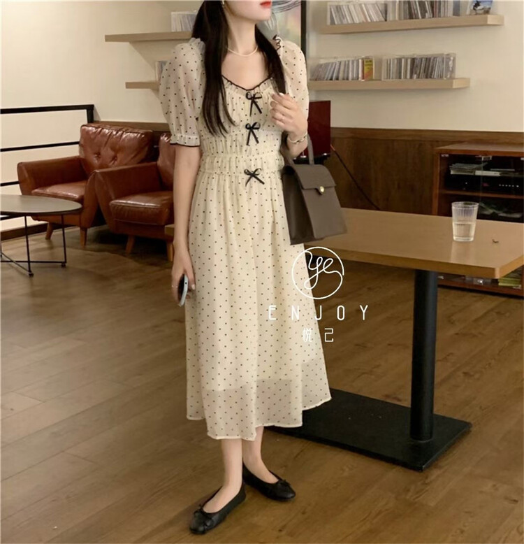 New in early summer! [enjoy · Yueji] French sweet wave point dress 8708# PCZ