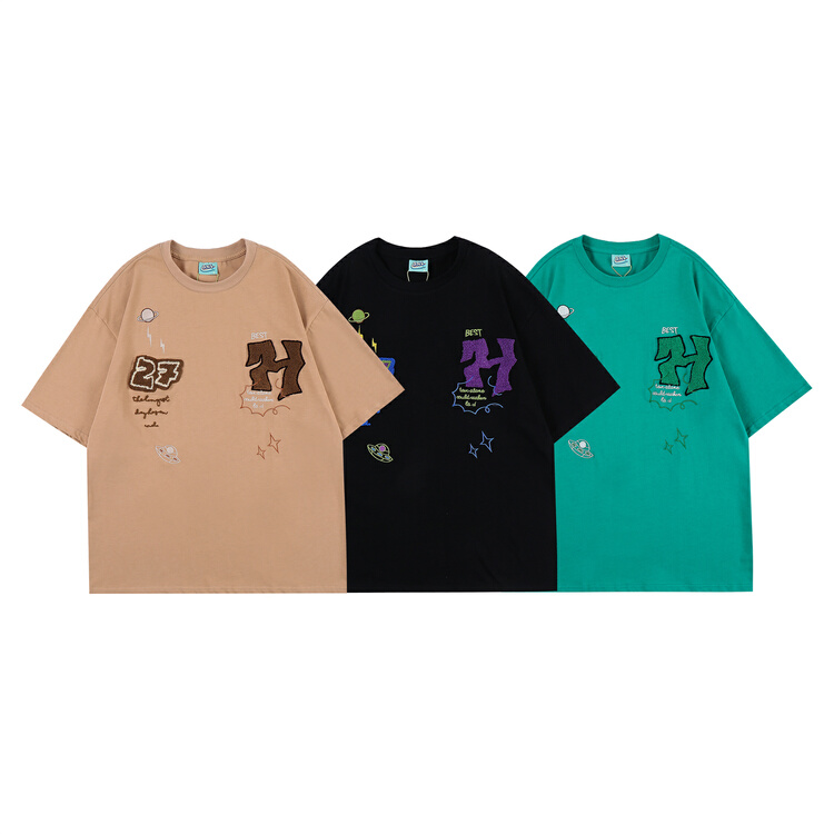 [BNL] men's and women's personalized letter flocking short sleeve T-shirt 381# ZZL