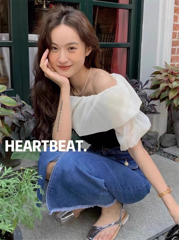 [hearteat] cloud shaped shoulder thin shirt 515# PCZ