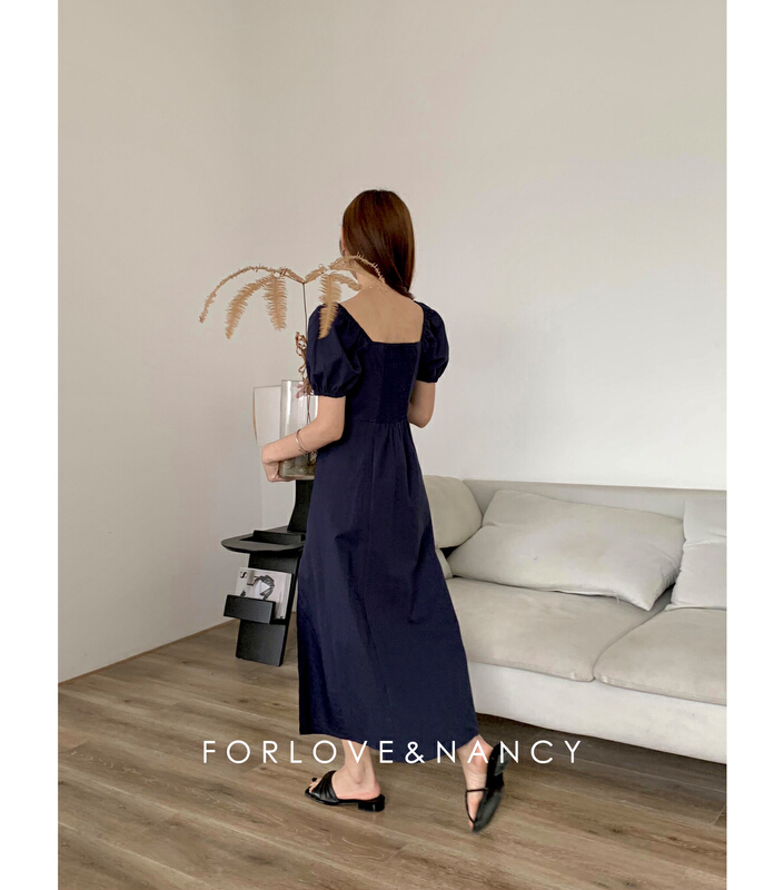 In early summer! [FN] square neck fashion versatile dress lb2la5282n\cqw