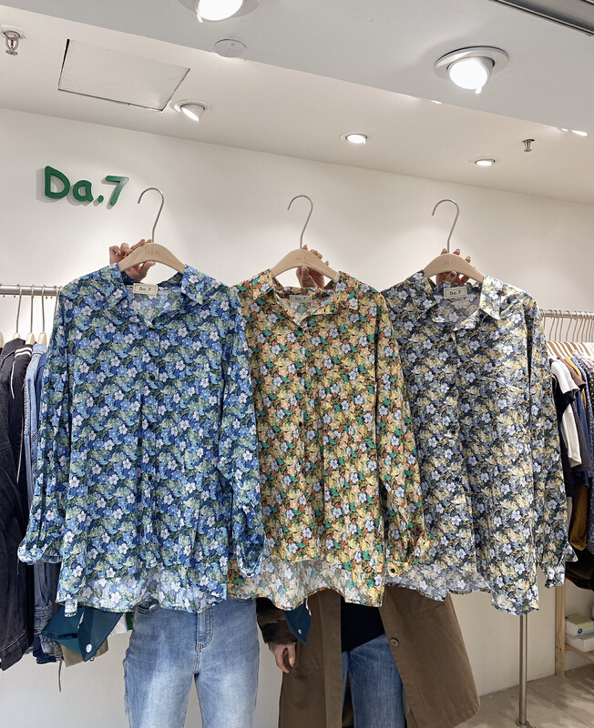 New year in early spring! [da. 7] art RETRO small floral shirt 2298# LSL