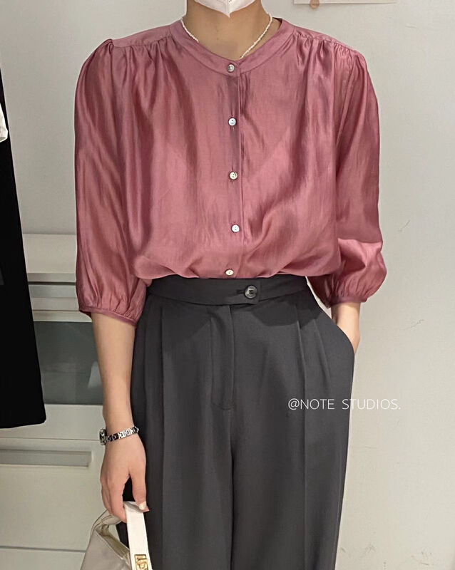 [note] fashion solid color versatile blouse 22502# HBx