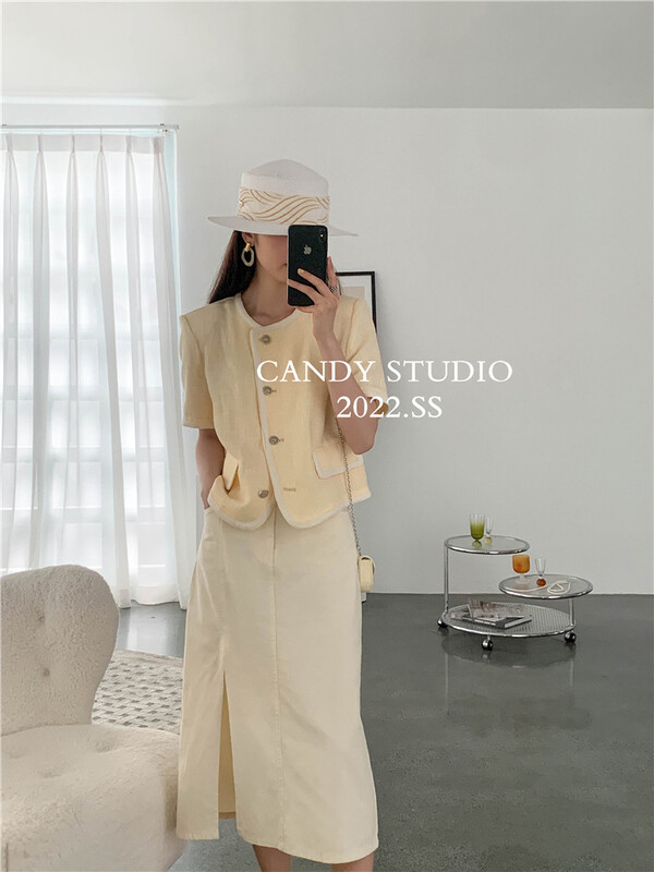 New in early summer! [candy] Korean slim slit denim skirt y7132# ZSY